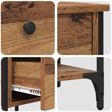 vidaXL Κομοδίνο Καφέ 33.5x36x70cm Μηχανικά επεξεργασμένο ξύλο 1 τεμ.