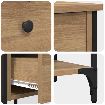 vidaXL Κομοδίνο Καφέ 33.5x36x70cm Μηχανικά επεξεργασμένο ξύλο 1 τεμ.
