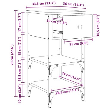 vidaXL Κομοδίνο 2 τεμ. Μαύρη Οξυά 33.5x36x70 εκ