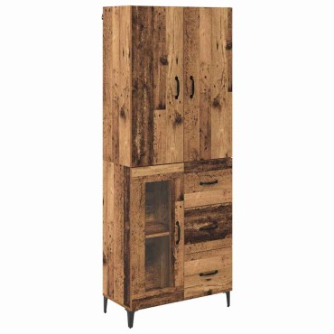Highboard Επιτοίχιο Παλιό Ξύλο 69,5x34x180cm Επεξεργασμένο ξύλο 1 τεμ.
