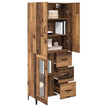 Highboard Επιτοίχιο Παλιό Ξύλο 69,5x34x180cm Επεξεργασμένο ξύλο 1 τεμ.