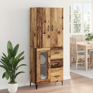 Highboard Επιτοίχιο Παλιό Ξύλο 69,5x34x180cm Επεξεργασμένο ξύλο 1 τεμ.