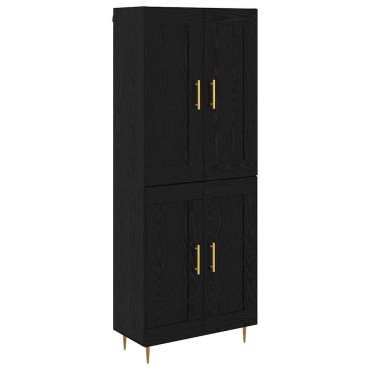 vidaXL Highboard Μαύρη Οξυά 69,5x34x180cm Επεξεργασμένο Ξύλο 1 τεμ.