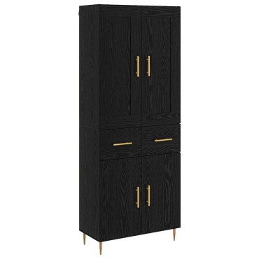 vidaXL Highboard Μαύρη Οξυά 69,5x34x180cm Επεξεργασμένο Ξύλο 1 τεμ.
