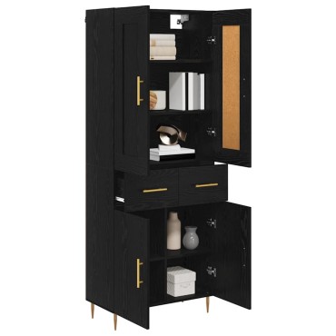 vidaXL Highboard Μαύρη Οξυά 69,5x34x180cm Επεξεργασμένο Ξύλο 1 τεμ.