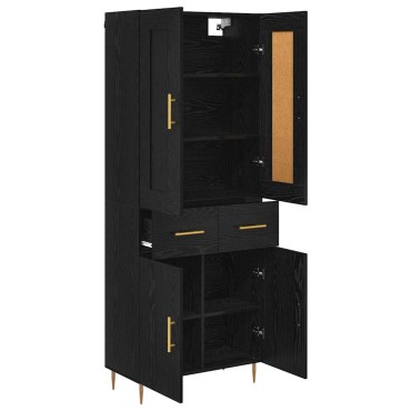 vidaXL Highboard Μαύρη Οξυά 69,5x34x180cm Επεξεργασμένο Ξύλο 1 τεμ.
