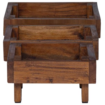 vidaXL Βάση φυτών 3 τμχ. Καφέ 35 x 35 x 12 cm Ξύλο Μαόνι