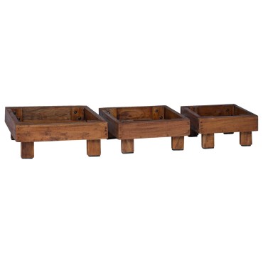 vidaXL Βάση φυτών 3 τμχ. Καφέ 35 x 35 x 12 cm Ξύλο Μαόνι