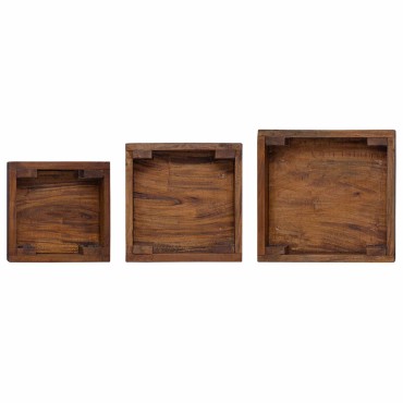 vidaXL Βάση φυτών 3 τμχ. Καφέ 35 x 35 x 12 cm Ξύλο Μαόνι