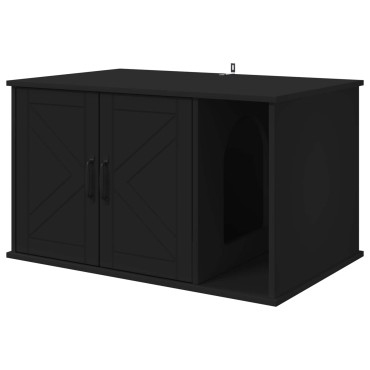 vidaXL Σπίτι Γάτας Μαύρο 85 x 55 x 50,5 εκ. Επεξεργασμένο Ξύλο