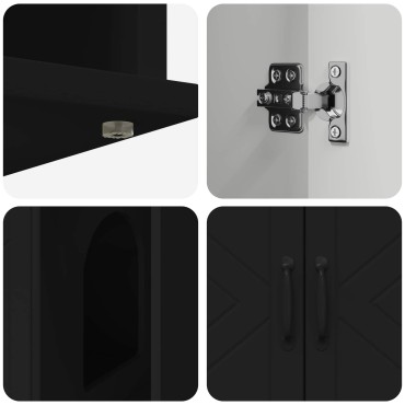 vidaXL Σπίτι Γάτας Μαύρο 85 x 55 x 50,5 εκ. Επεξεργασμένο Ξύλο