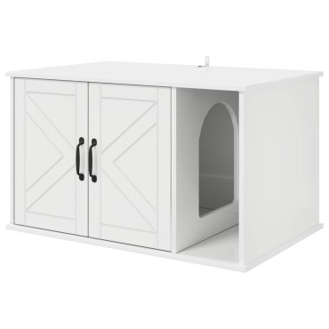 vidaXL Σπίτι Γάτας Λαμπερό Λευκό 85 x 55 x 50,5 εκ. Επεξεργασμένο Ξύλο