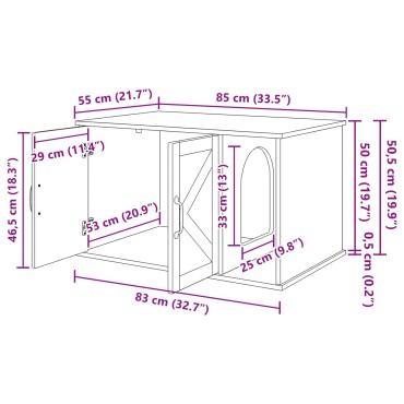 vidaXL Σπίτι Γάτας Παλαιωμένο ξύλο 85 x 55 x 50,5 εκ