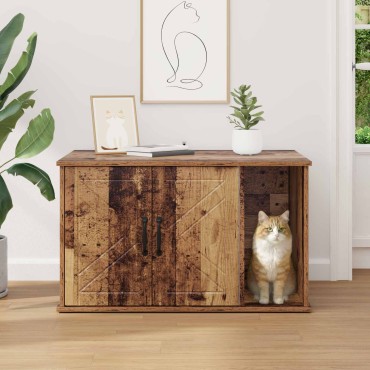 vidaXL Σπίτι Γάτας Παλαιωμένο ξύλο 85 x 55 x 50,5 εκ