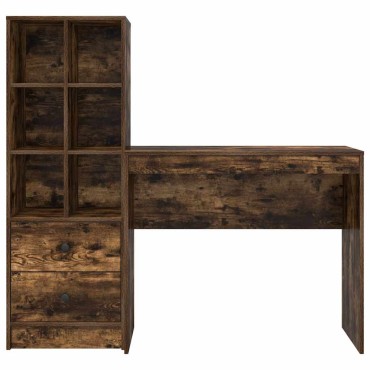 vidaXL Γραφείο Καπνιστό Δρύς 135,5x40x127cm 2 τμχ. 1 τεμ.