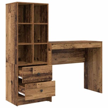 vidaXL Γραφείο Παλιό ξύλο 135,5x40x127cm 2 τμχ. 1 τεμ.