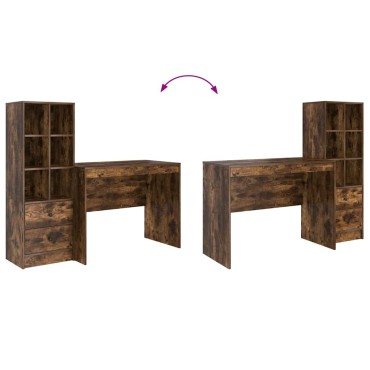vidaXL Γραφείο Καπνιστό Δρύς 145.5x50x127cm 2 τμχ. 1 τεμ.