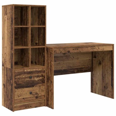 vidaXL Γραφείο Παλιό ξύλο 145.5x50x127cm 2 τμχ. 1 τεμ.