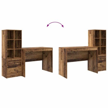 vidaXL Γραφείο Παλιό ξύλο 145.5x50x127cm 2 τμχ. 1 τεμ.