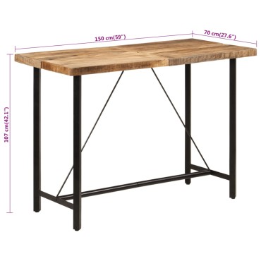 vidaXL Τραπέζι Μπαρ 150x70x107cm από Μασίφ Ξύλο Μάνγκο & Σίδηρο 1 τεμ.