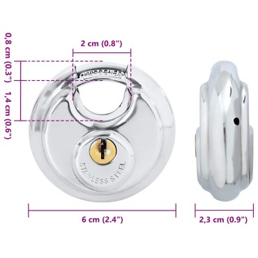 vidaXL Κλειδώματα Discus με Κλειδιά 12 τμχ. Ασημί 6 x 2.3 x 6 εκ