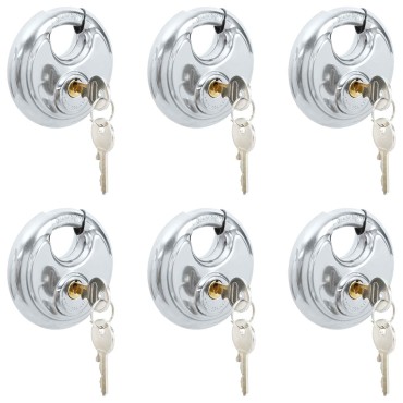 vidaXL Κλειδώματα Discus με Κλειδιά 6 τμχ. Ασημί 9 x 2.8 x 9 εκ