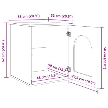 vidaXL Σπίτι Γάτας Λαμπερό Λευκό 53 x 52 x 62 εκ Επεξεργασμένο Ξύλο