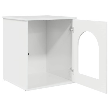 vidaXL Σπίτι Γάτας Λαμπερό Λευκό 53 x 52 x 62 εκ Επεξεργασμένο Ξύλο