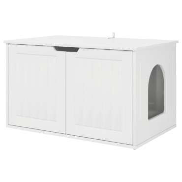 vidaXL Σπίτι Γάτας Λαμπερό Λευκό 85 x 55 x 50,5 εκ Επεξεργασμένο Ξύλο