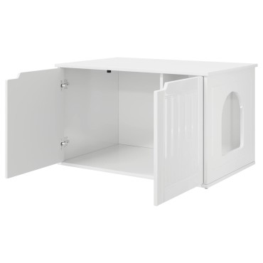 vidaXL Σπίτι Γάτας Λαμπερό Λευκό 85 x 55 x 50,5 εκ Επεξεργασμένο Ξύλο
