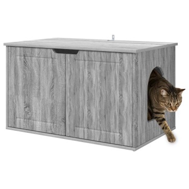 vidaXL Σπίτι Γάτας Γκρίζο Σονομα 85 x 55 x 50,5 εκ Επεξεργασμένο Ξύλο