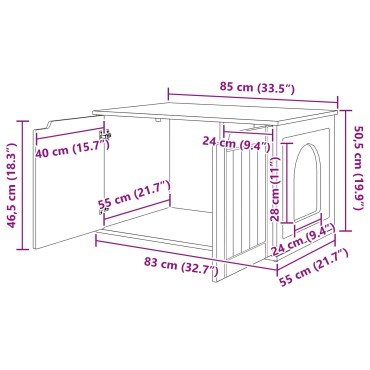 vidaXL Σπίτι Γάτας Παλιό ξύλο 85 x 55 x 50,5 εκ Επεξεργασμένο Ξύλο