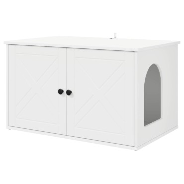 vidaXL Σπίτι Γάτας Λευκό 85 x 55 x 50,5 εκ Επεξεργασμένο Ξύλο