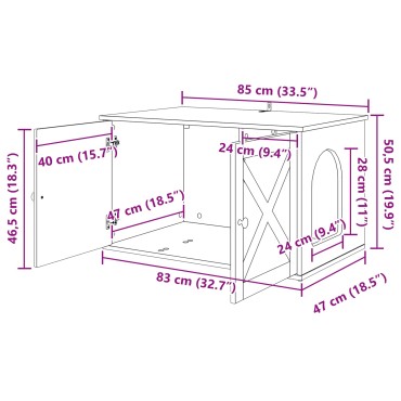 vidaXL Σπίτι Γάτας Λευκό 85 x 55 x 50,5 εκ Επεξεργασμένο Ξύλο