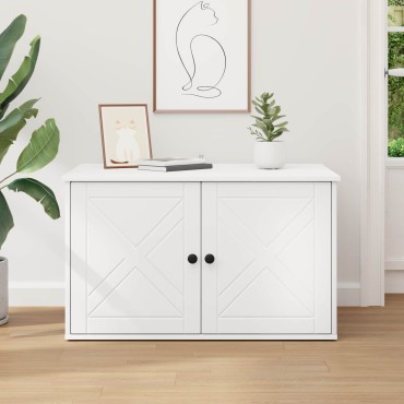 vidaXL Σπίτι Γάτας Λευκό 85 x 55 x 50,5 εκ Επεξεργασμένο Ξύλο