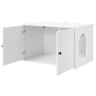 vidaXL Σπίτι Γάτας Λευκό 85 x 55 x 50,5 εκ Επεξεργασμένο Ξύλο