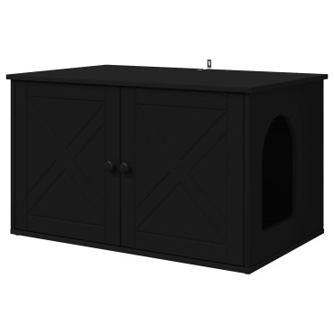 vidaXL Σπίτι Γάτας Μαύρο 85 x 55 x 50,5 εκ Επεξεργασμένο Ξύλο