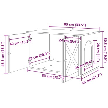 vidaXL Σπίτι Γάτας Λαμπερό Λευκό 85 x 55 x 50,5 εκ Επεξεργασμένο Ξύλο