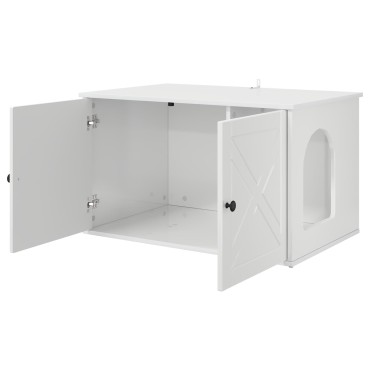 vidaXL Σπίτι Γάτας Λαμπερό Λευκό 85 x 55 x 50,5 εκ Επεξεργασμένο Ξύλο