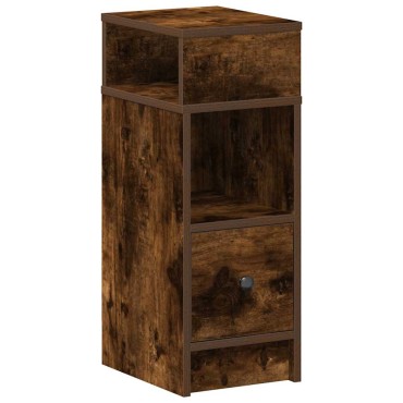 vidaXL Κομοδίνο με συρτάρι Καπνιστή Δρυς 25x31x66cm 1 τεμ.