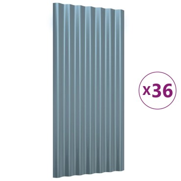 vidaXL Πάνελ Οροφής 36 τεμ. Γκρι 80 x 36 εκ. Γαλβανισμένος χάλυβας