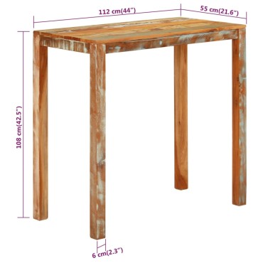 vidaXL Τραπέζι Μπαρ 112x55x108cm από Μασίφ Ανακυκλωμένο Ξύλο 1 τεμ.