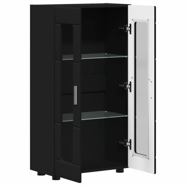 vidaXL Πλαϊνό γραφείο με ράφι με πόρτα FLORIN Μαύρο 55,5x29x100 εκ