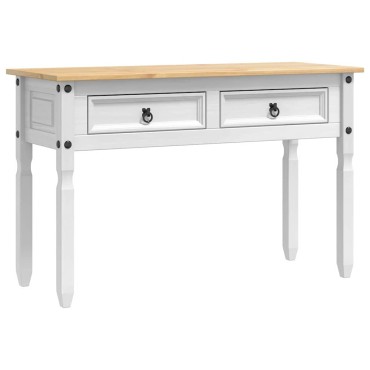 vidaXL End Table CORONA Λευκό 115x46x73cm Στερεά ξυλεία πεύκου