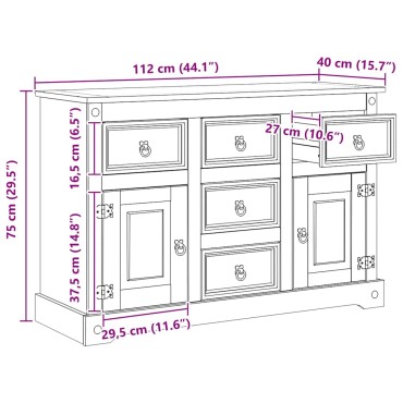 vidaXL Αποθηκευτικές Κάσες CORONA Λευκό 112x40x75cm