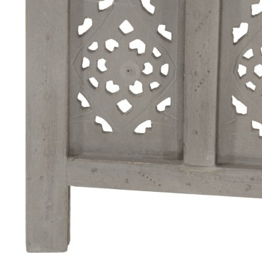 vidaXL Παραβάν Σκαλιστό στο Χέρι 4 Πάνελ Γκρι 160x165cm Ξύλο Μάνγκο 1 τεμ.