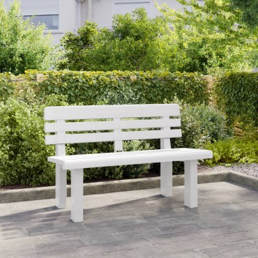 vidaXL Παγκάκι Κήπου Λευκό 110x52x71cm από Πολυπροπυλένιο 1 τεμ.