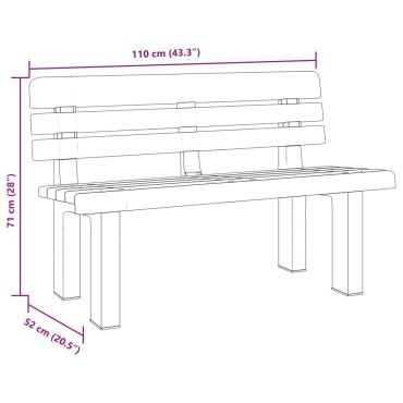 vidaXL Παγκάκι Κήπου Λευκό 110x52x71cm από Πολυπροπυλένιο 1 τεμ.