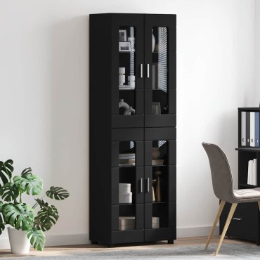 vidaXL Highboard FLORIN Μαύρο 60x35x182cm Επεξεργασμένο ξύλο