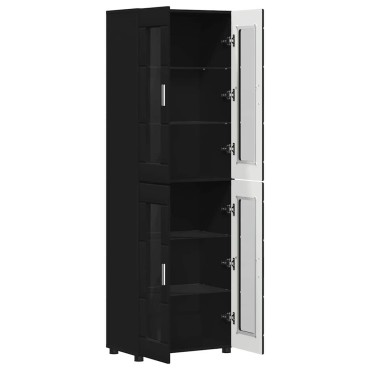 vidaXL Highboard FLORIN Μαύρο 60x35x182cm Επεξεργασμένο ξύλο